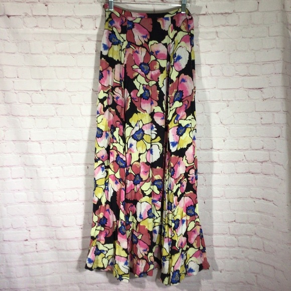 Free People Black Floral Sarong Skirt - Size 8 - Picture 4 of 6